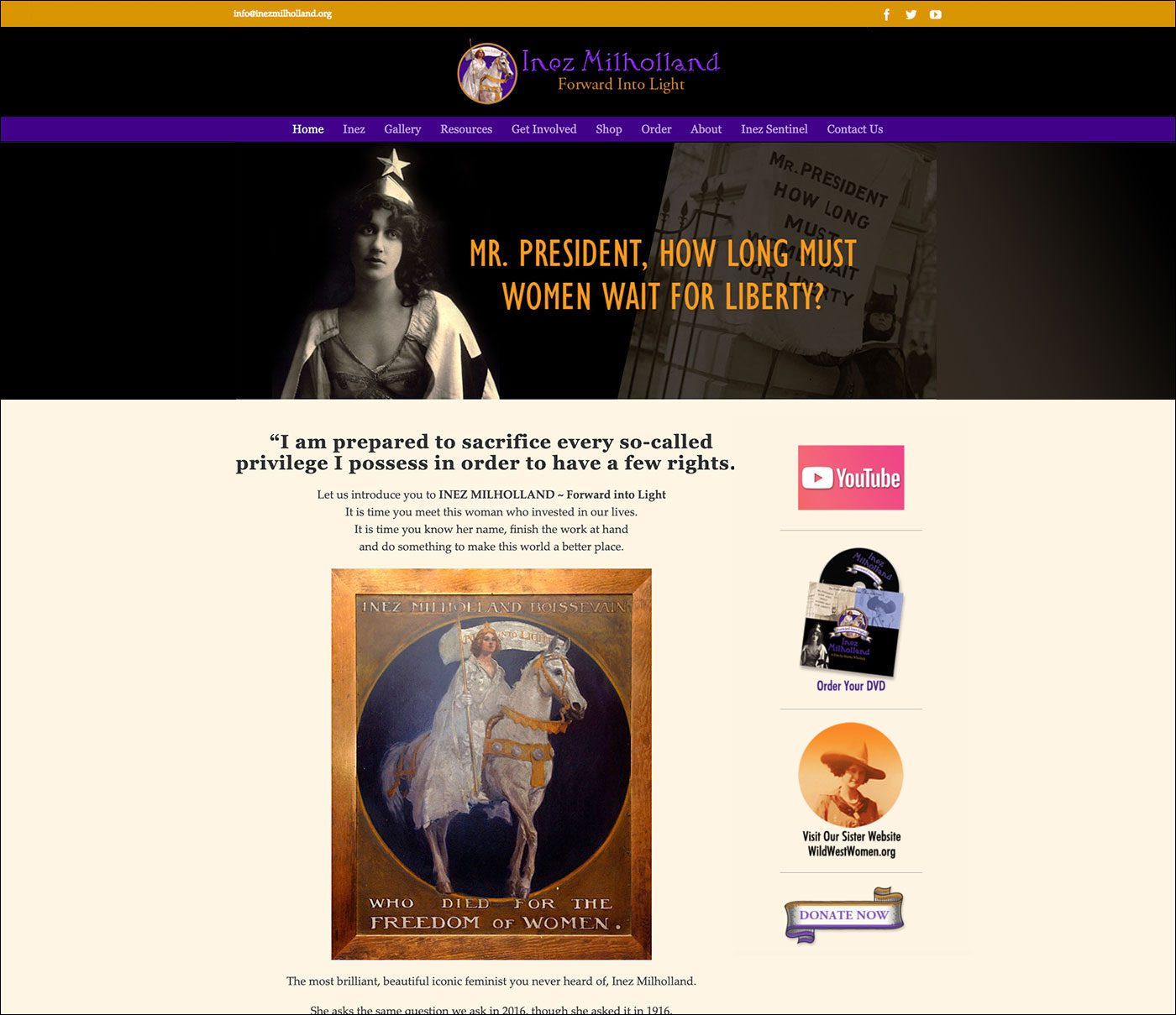 Inez Milholland Website Homepage